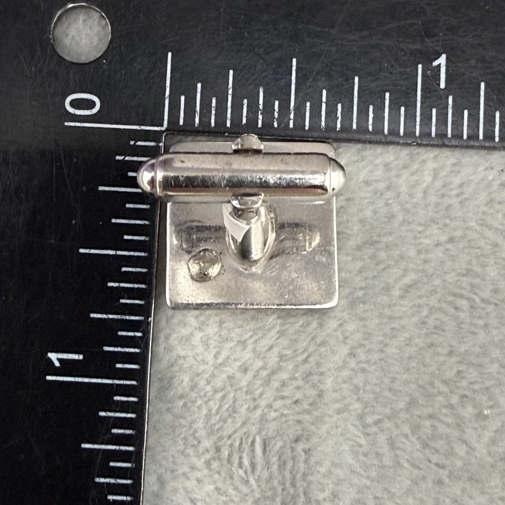 Vintage Estate Cufflinks Silver Heraldic Lion Rampant‎ Square Retro Men